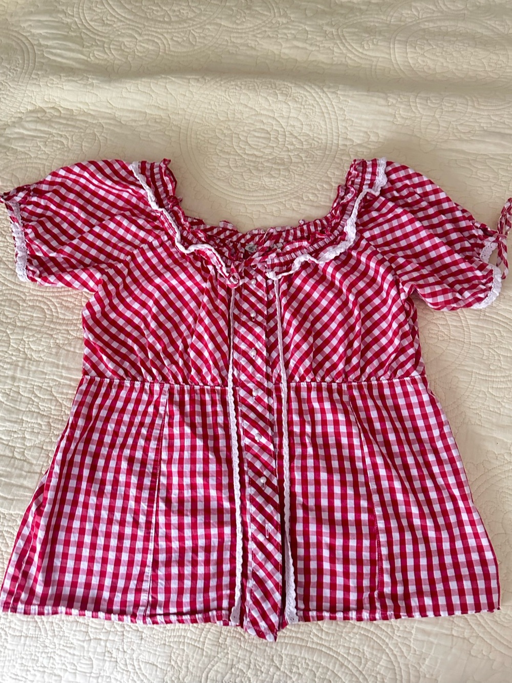 Oktoberfest Gingham Peasant Top EU44